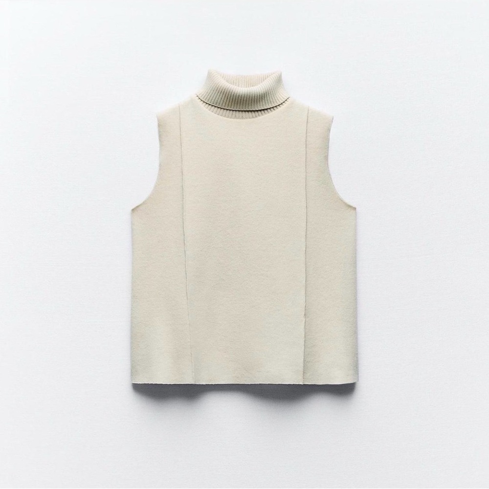 Zara Ribbed Cream Knit Top